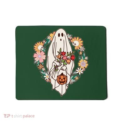 Halloween Creepy Cute Boho Flower Ghost Mousepad