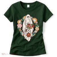Halloween Creepy Cute Boho Flower Ghost Women's T-Shirt thumb 0