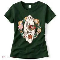 Halloween Creepy Cute Boho Flower Ghost Women's T-Shirt thumb 0