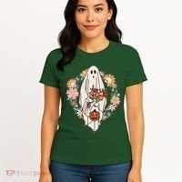 Halloween Creepy Cute Boho Flower Ghost Women's T-Shirt thumb 4