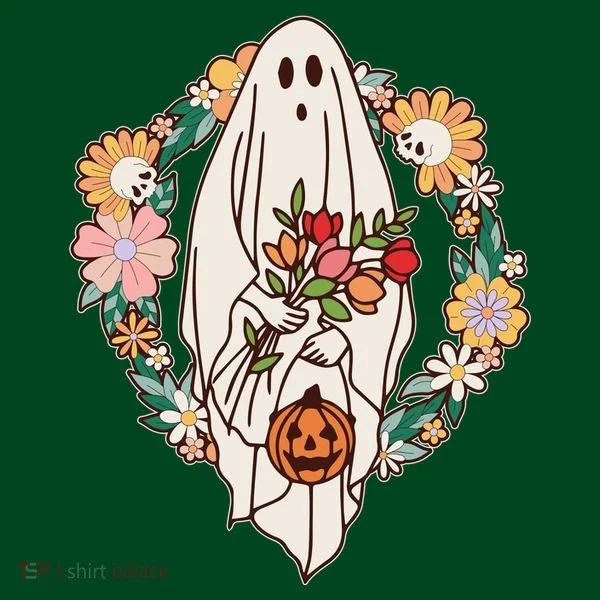 Halloween Creepy Cute Boho Flower Ghost Women's T-Shirt