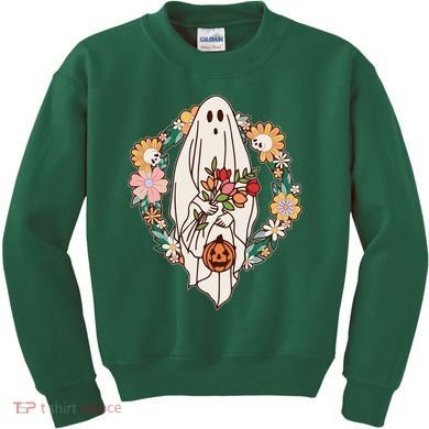 Halloween Creepy Cute Boho Flower Ghost Kids Sweatshirt