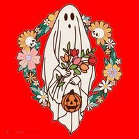 Halloween Creepy Cute Boho Flower Ghost Santa Hat thumb 1