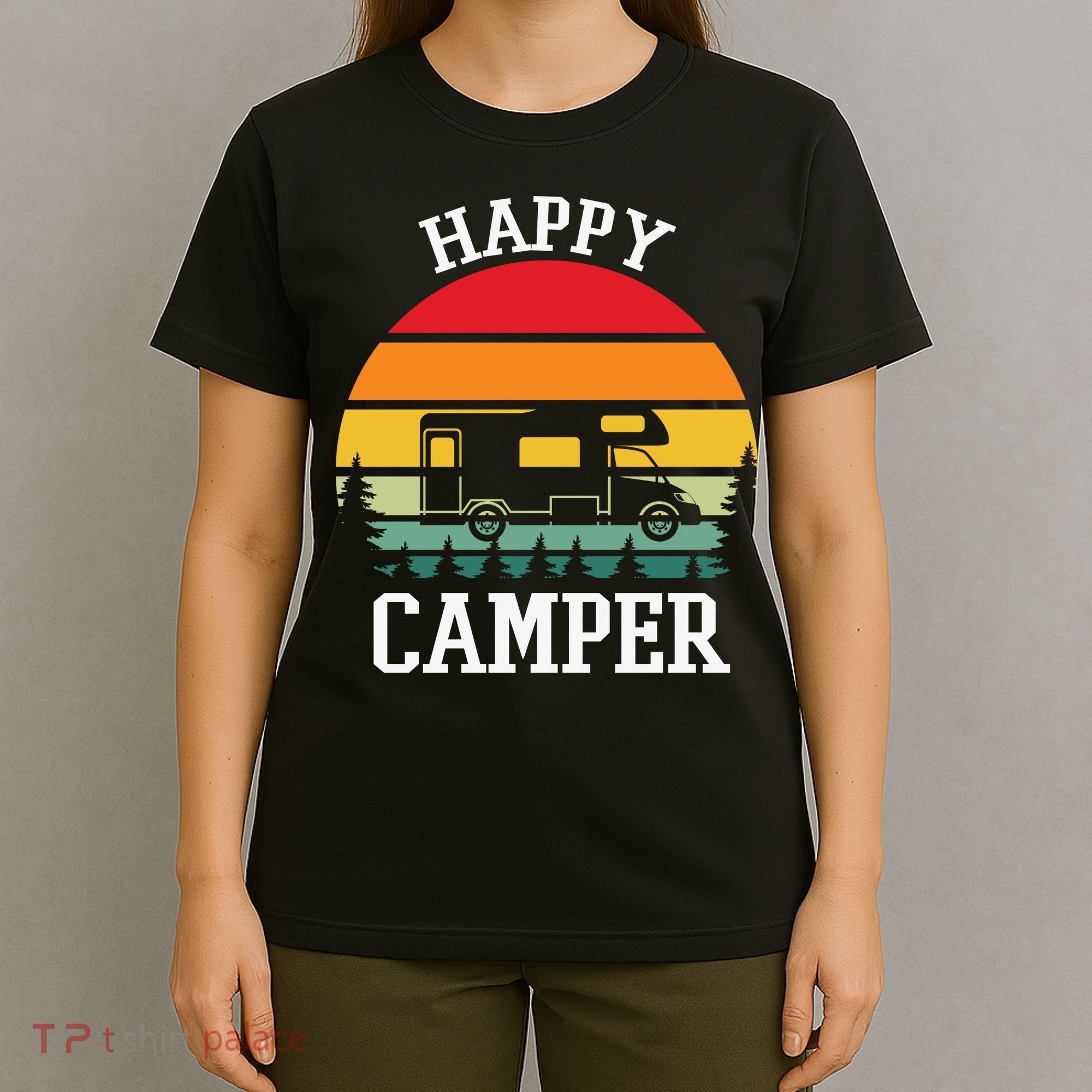 Happy Camper Cute Gift Retro T-Shirt