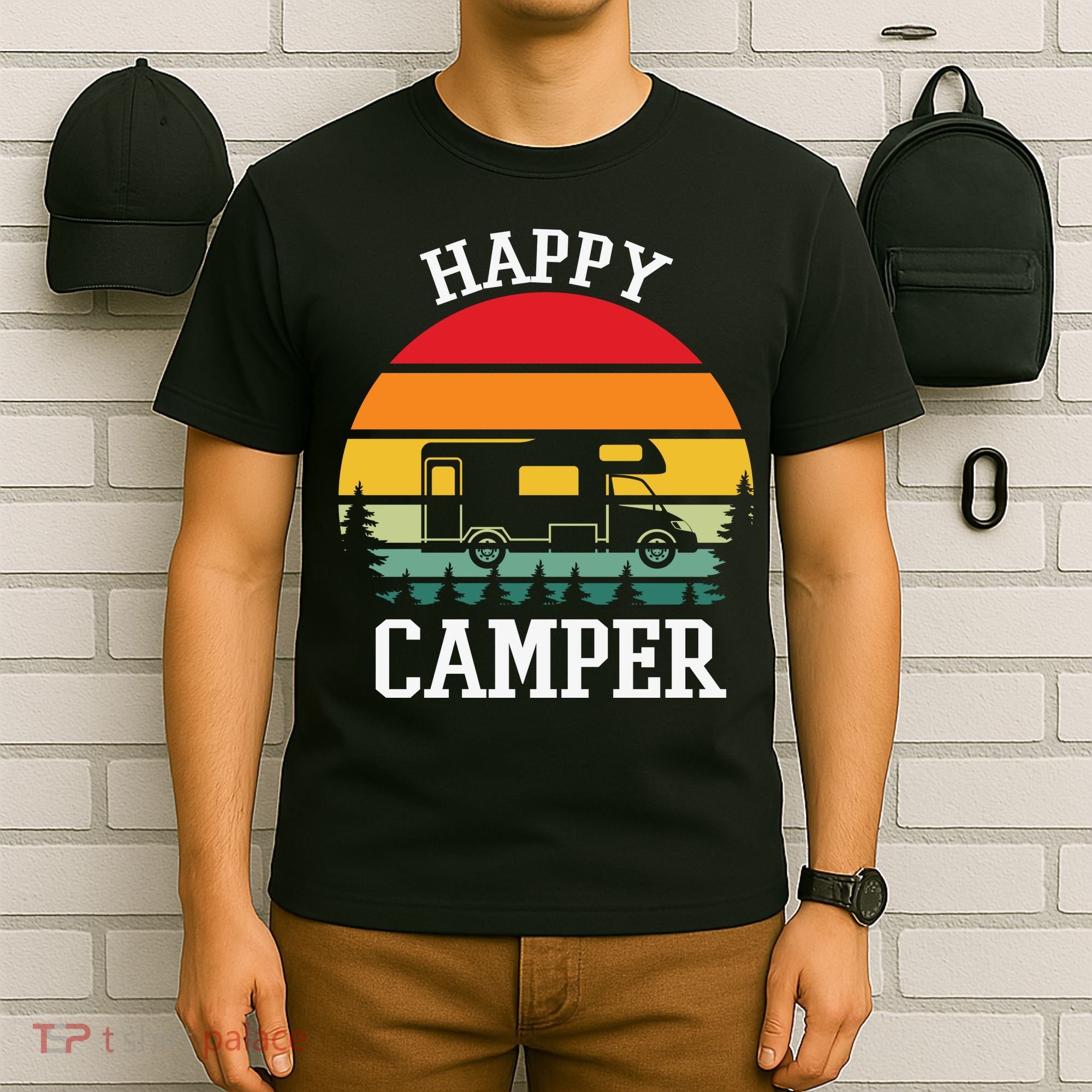Happy Camper Cute Gift Retro T-Shirt