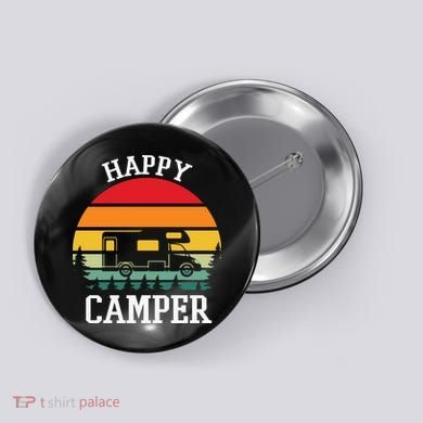 Happy Camper Cute Gift Retro Button