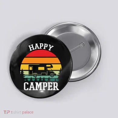 Happy Camper Cute Gift Retro Button