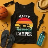 Happy Camper Cute Gift Retro Tank Top thumb 4