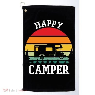 Happy Camper Cute Gift Retro Golf Towel