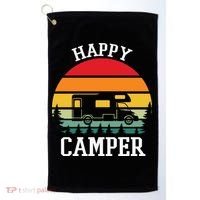 Happy Camper Cute Gift Retro Golf Towel thumb 0