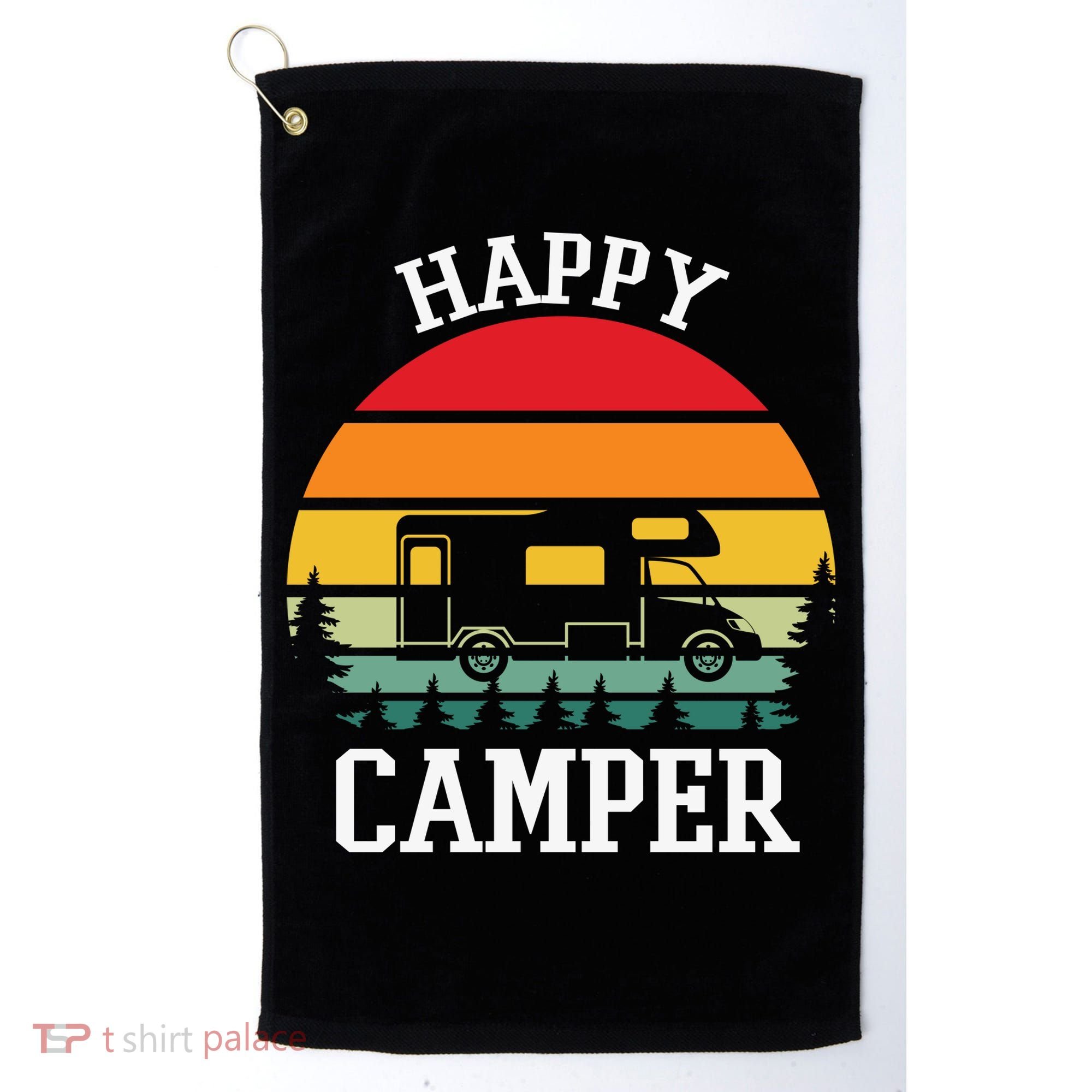Happy Camper Cute Gift Retro Golf Towel