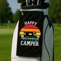 Happy Camper Cute Gift Retro Golf Towel thumb 2