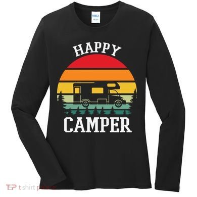 Happy Camper Cute Gift Retro Women's Long Sleeve Shirt