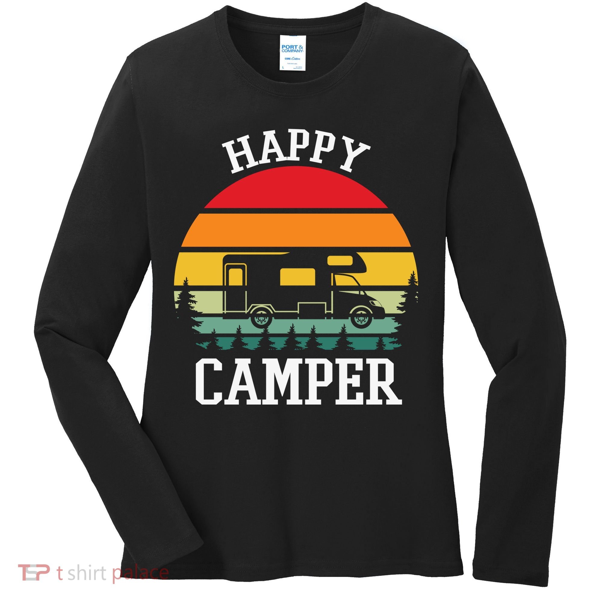 Happy Camper Cute Gift Retro Women's Long Sleeve Shirt