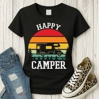 Happy Camper Cute Gift Retro Women's T-Shirt thumb 3