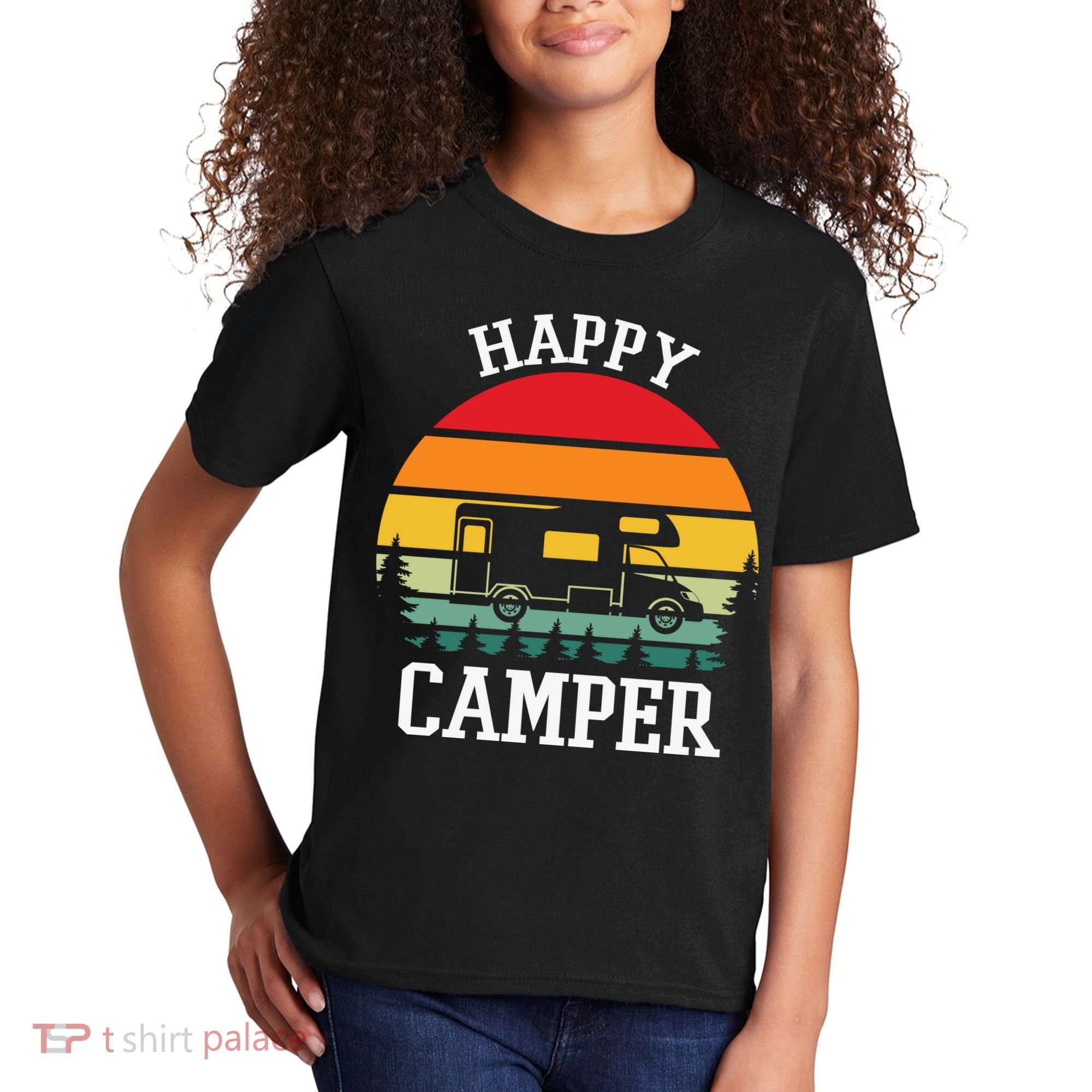 Happy Camper Cute Gift Retro Kids T-Shirt