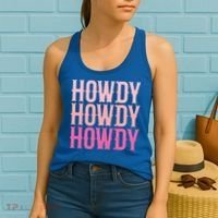 Howdy Cute Country Western Southern Cowgirl Rodeos Gift Women's Tank Top thumb 2