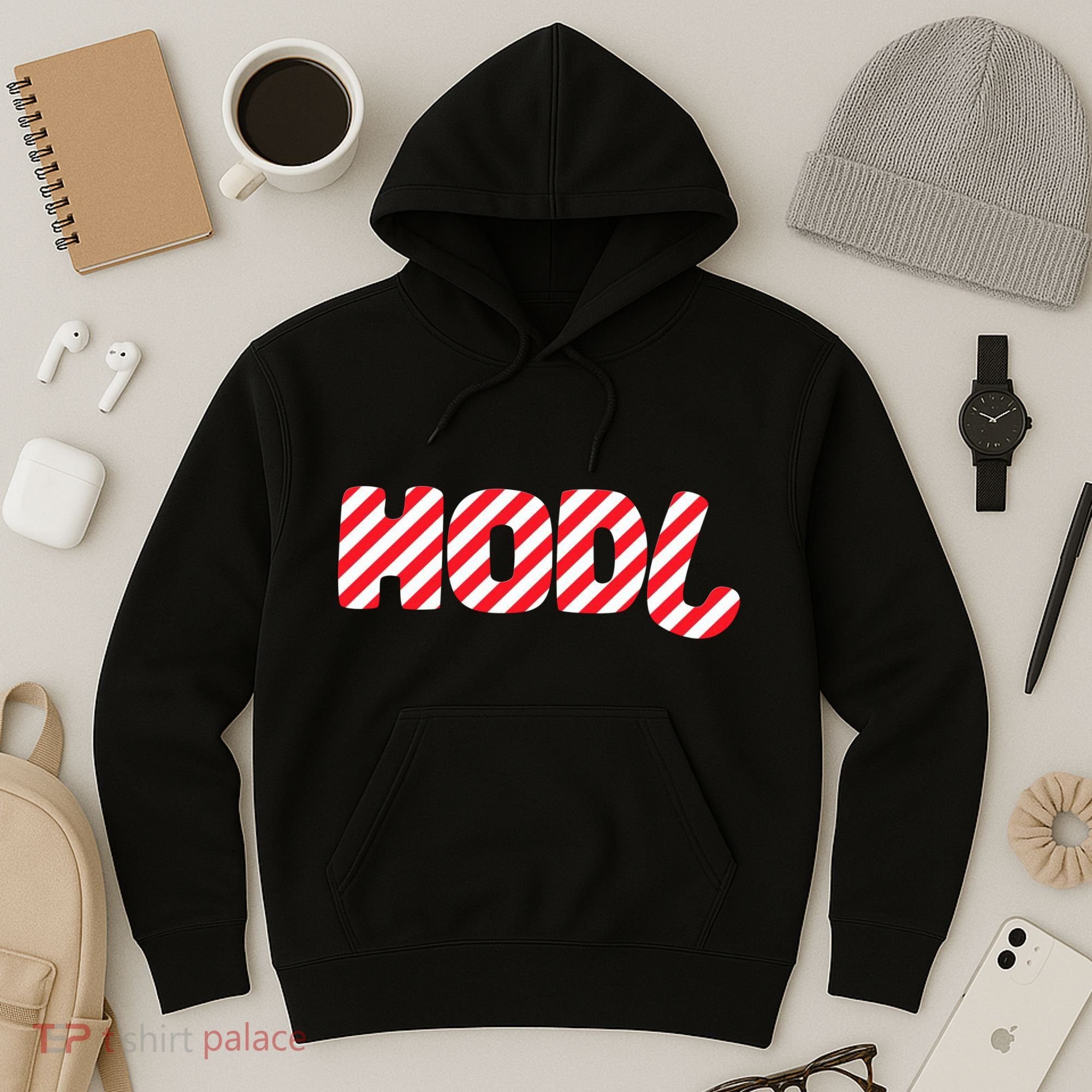 Hodl Crypto Currency Candy Cane Christmas Logo Hoodie