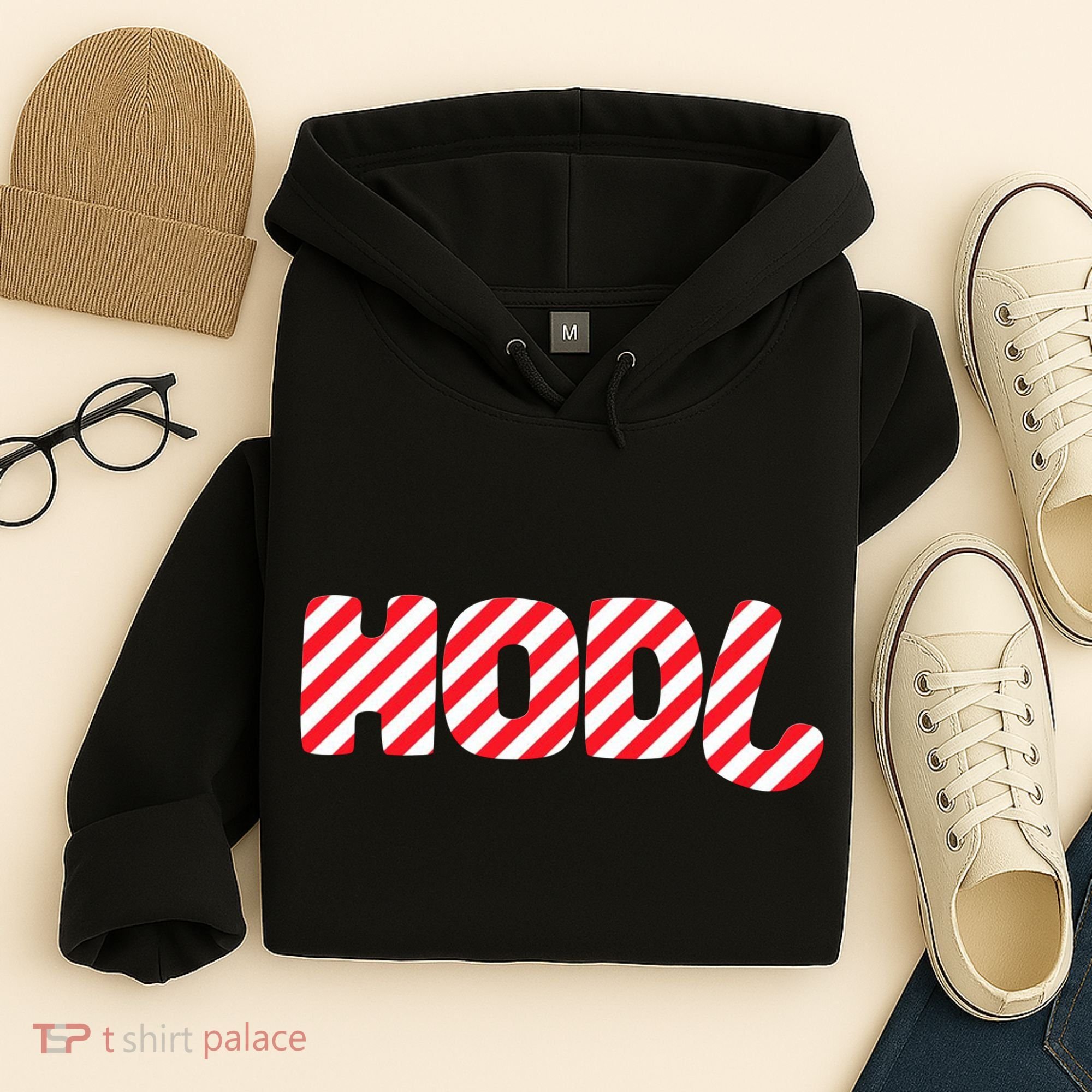 Hodl Crypto Currency Candy Cane Christmas Logo Hoodie