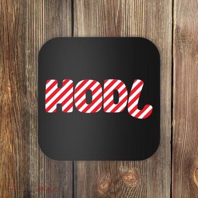 Hodl Crypto Currency Candy Cane Christmas Logo Coaster
