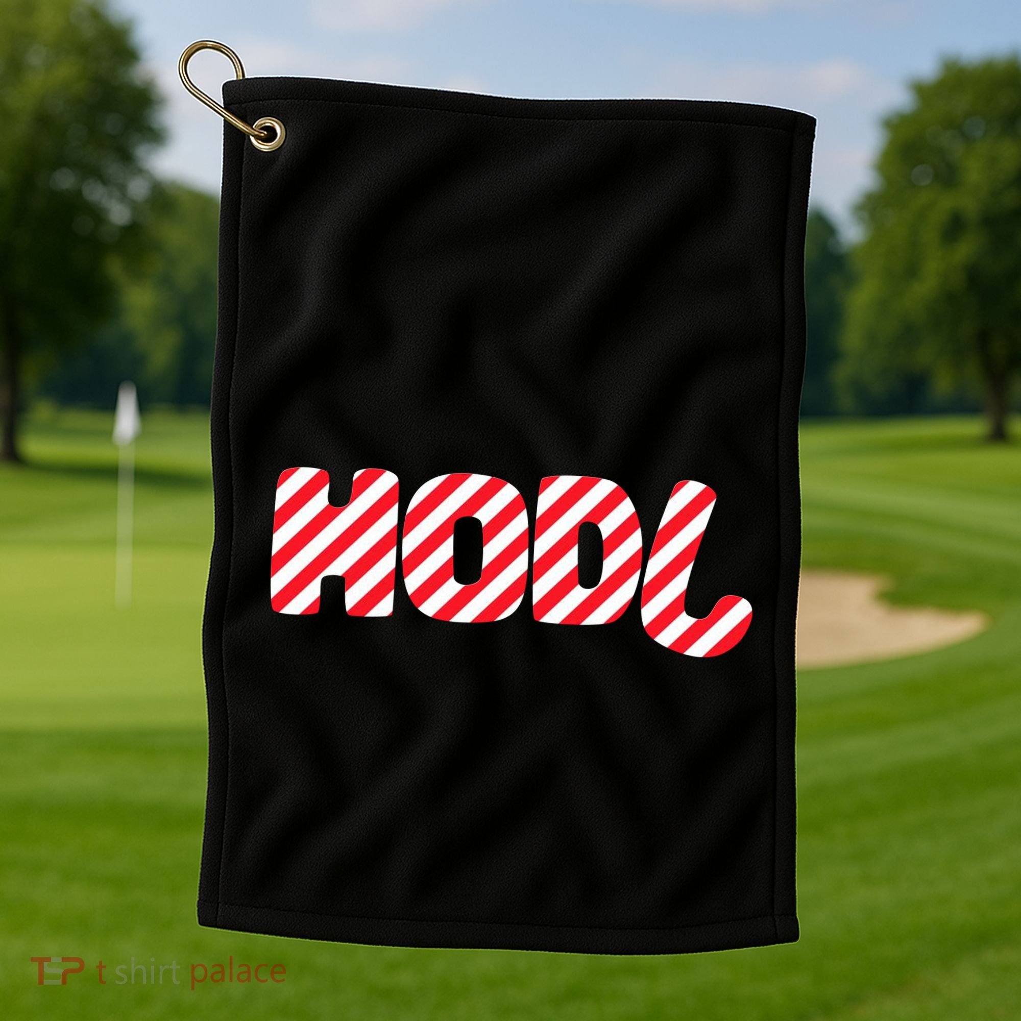 Hodl Crypto Currency Candy Cane Christmas Logo Golf Towel