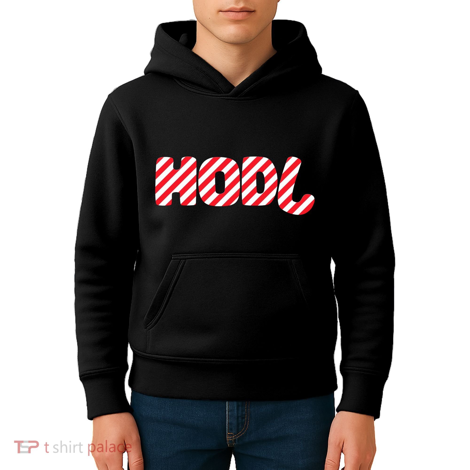 Hodl Crypto Currency Candy Cane Christmas Logo Kids Hoodie