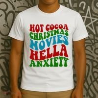 Hot Cocoa Christmas Movies Hella Anxiety Christmas T-Shirt thumb 3