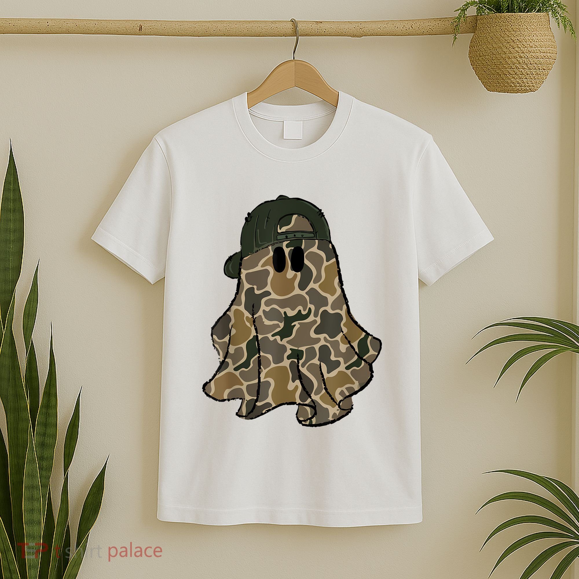Halloween Camouflage Camo Ghost Hello Hunting Season T-Shirt