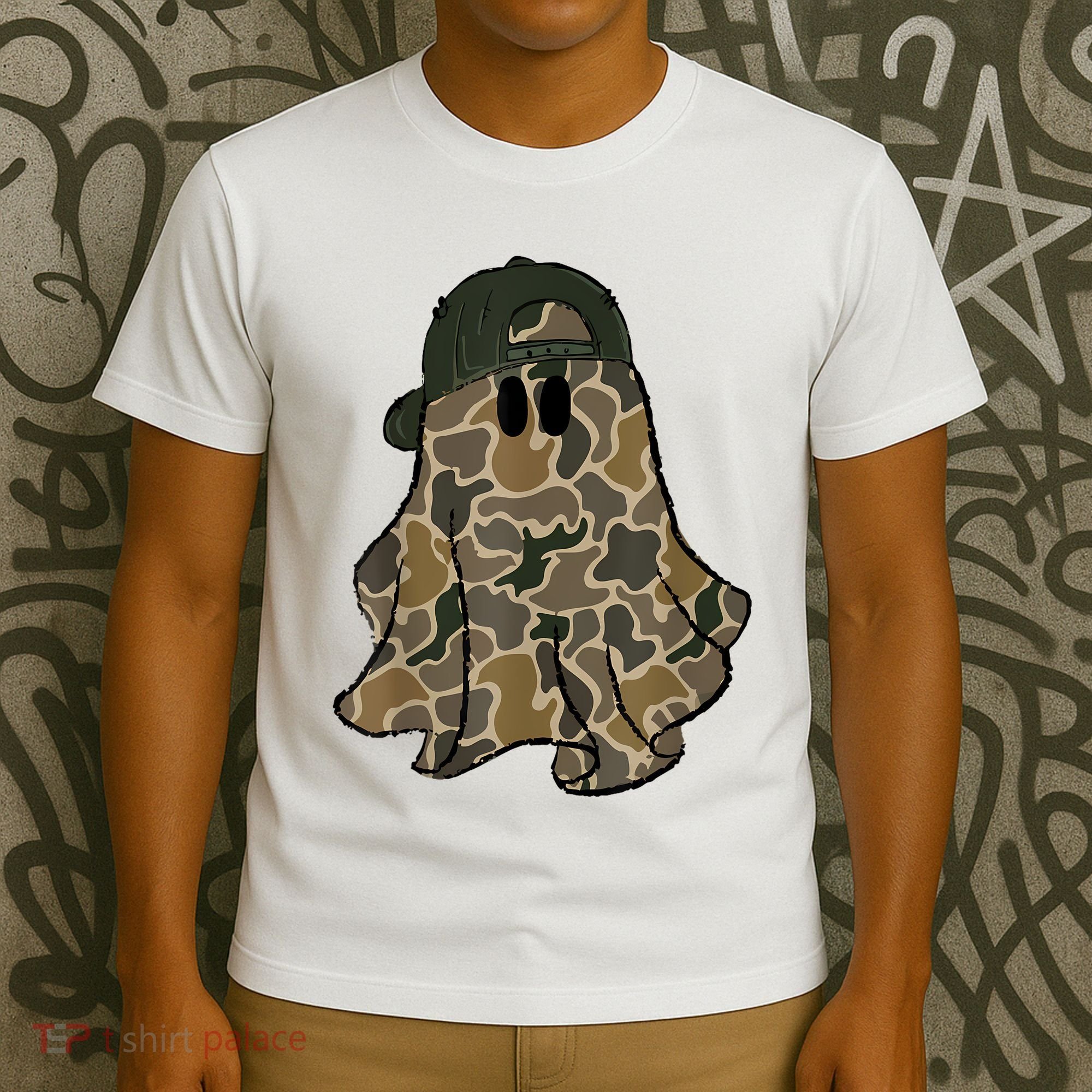 Halloween Camouflage Camo Ghost Hello Hunting Season T-Shirt