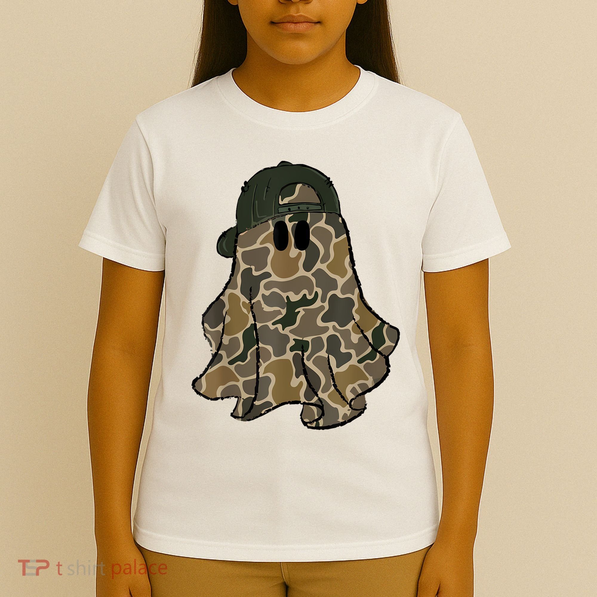Halloween Camouflage Camo Ghost Hello Hunting Season T-Shirt