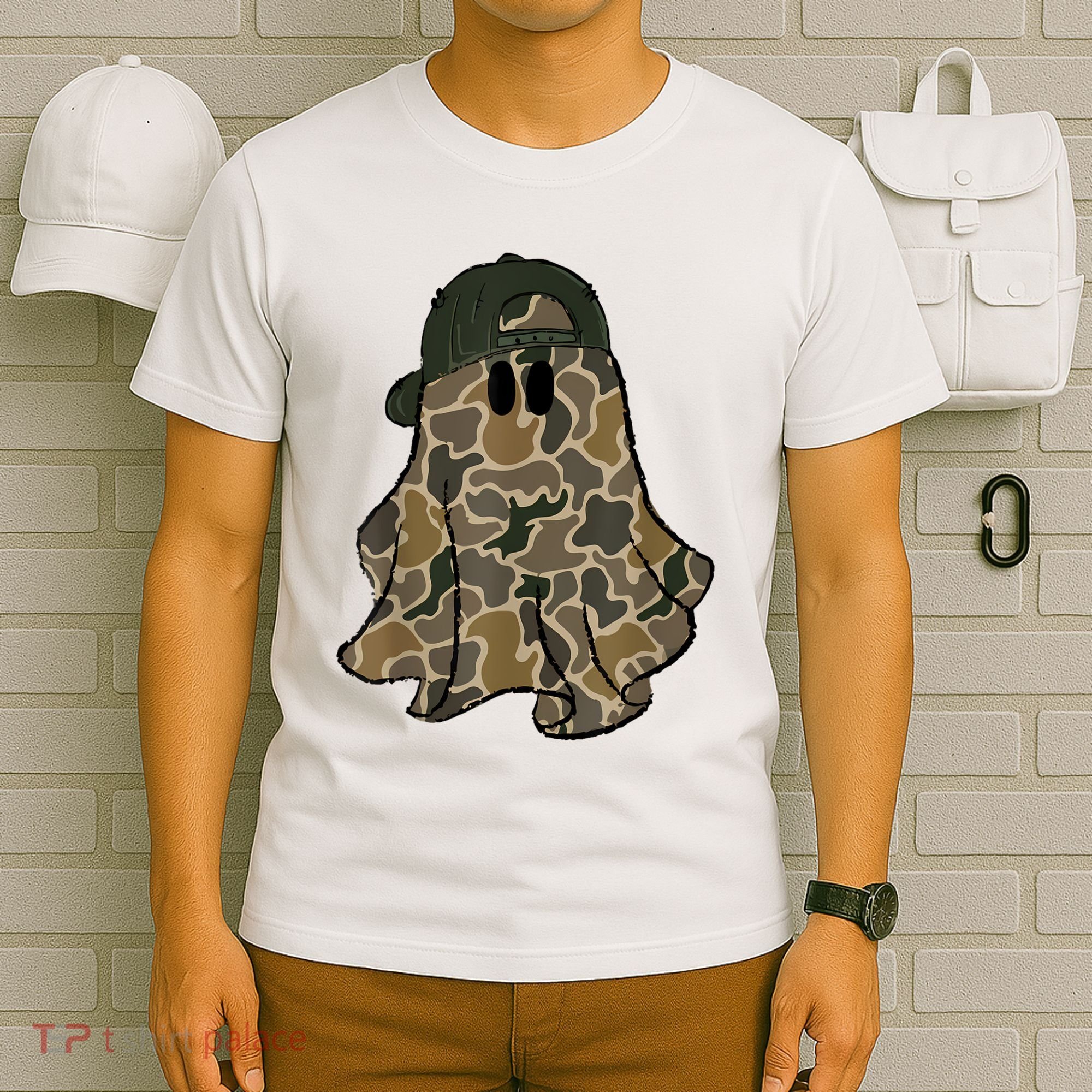 Halloween Camouflage Camo Ghost Hello Hunting Season T-Shirt