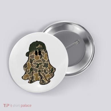 Halloween Camouflage Camo Ghost Hello Hunting Season Button