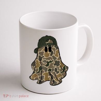 Halloween Camouflage Camo Ghost Hello Hunting Season Coffee Mug back