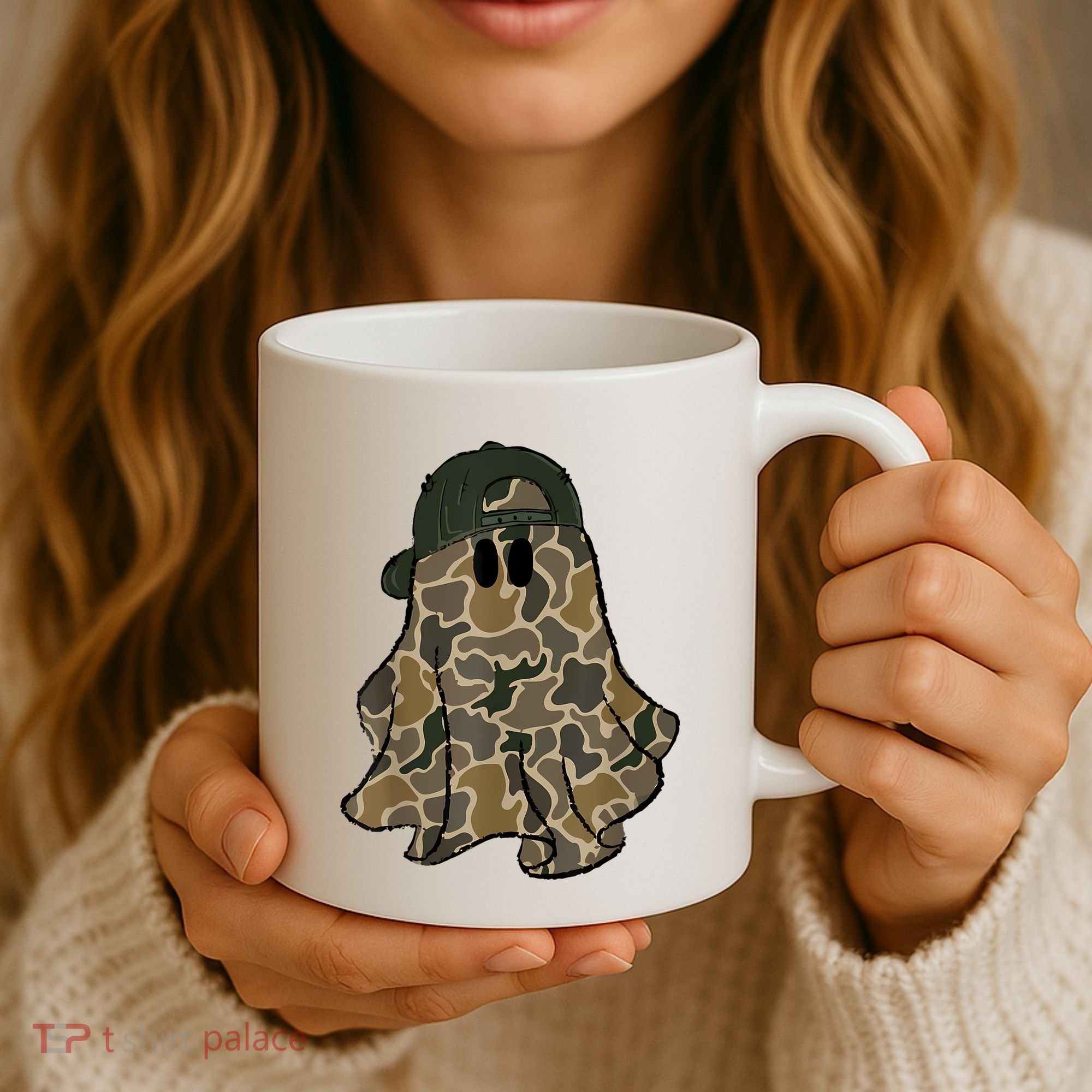 Halloween Camouflage Camo Ghost Hello Hunting Season Coffee Mug