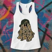 Halloween Camouflage Camo Ghost Hello Hunting Season Women's Tank Top thumb 3