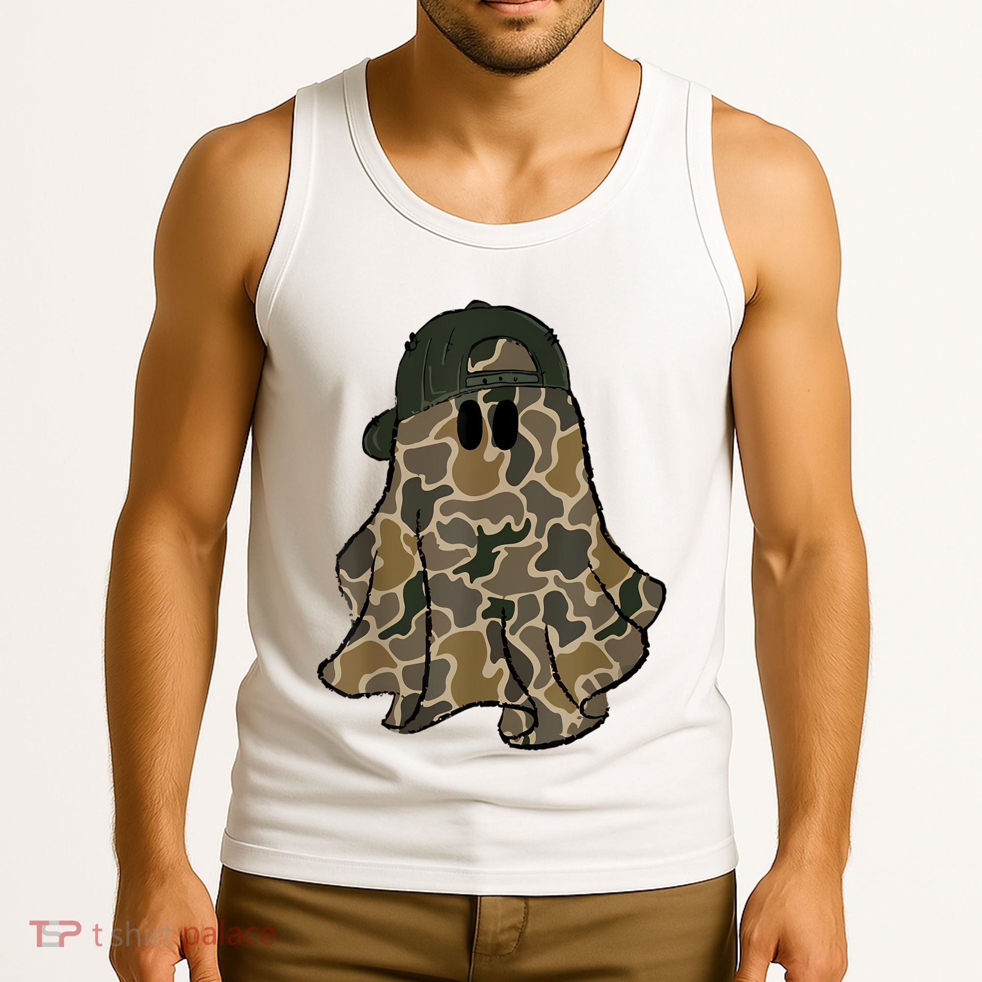Halloween Camouflage Camo Ghost Hello Hunting Season Tank Top