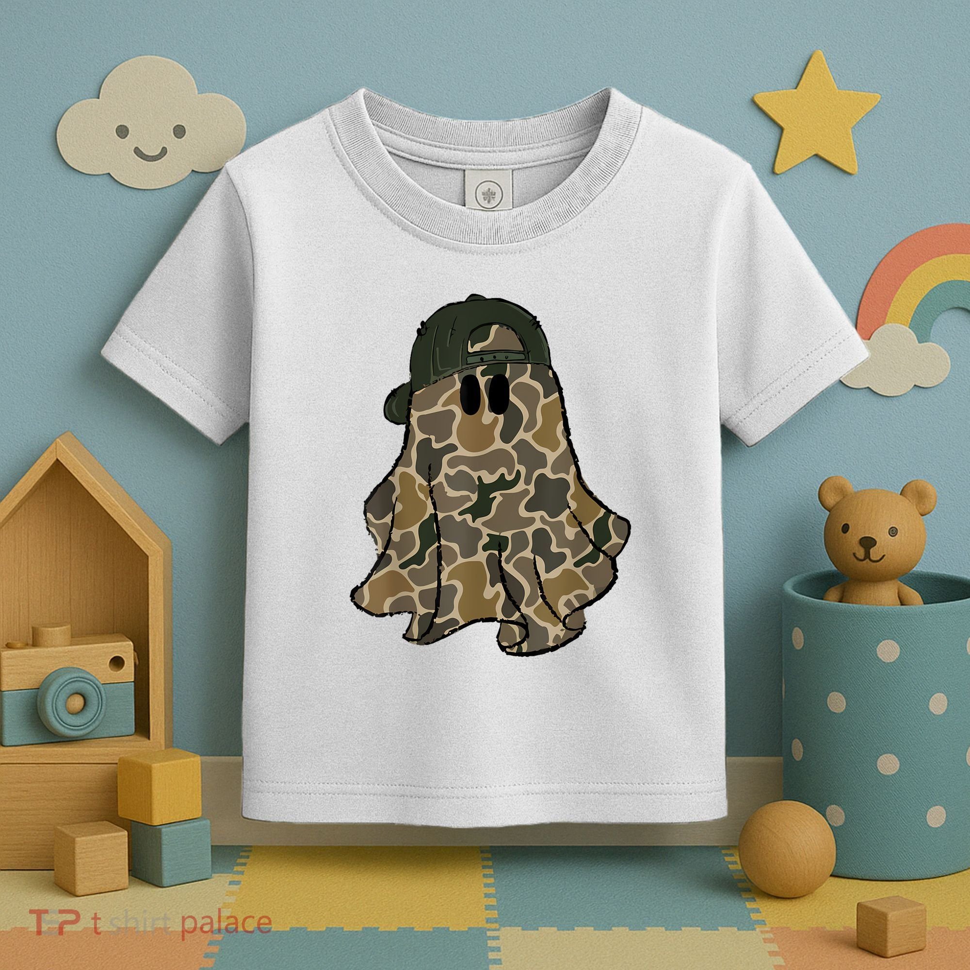 Halloween Camouflage Camo Ghost Hello Hunting Season Toddler T-Shirt