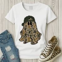 Halloween Camouflage Camo Ghost Hello Hunting Season Women's T-Shirt thumb 3