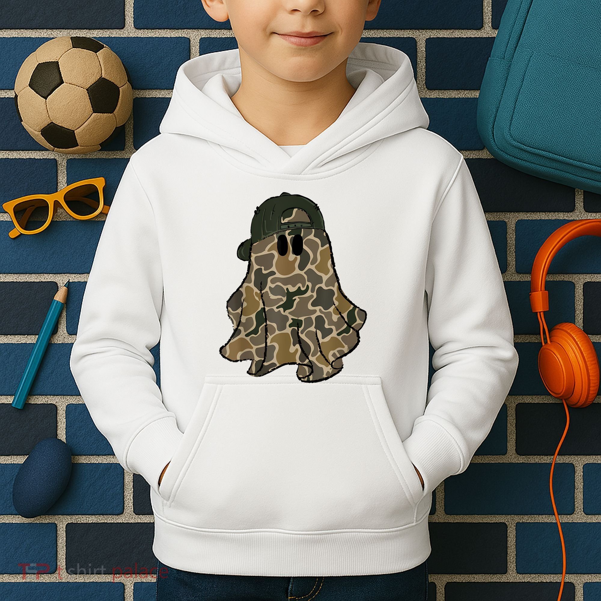 Halloween Camouflage Camo Ghost Hello Hunting Season Kids Hoodie