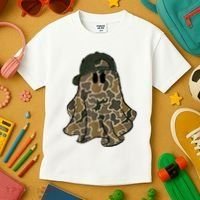 Halloween Camouflage Camo Ghost Hello Hunting Season Kids T-Shirt thumb 3