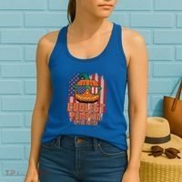 Halloween Costume Coolest Pumpkin In The Patch American Flag Gift Women's Tank Top thumb 2
