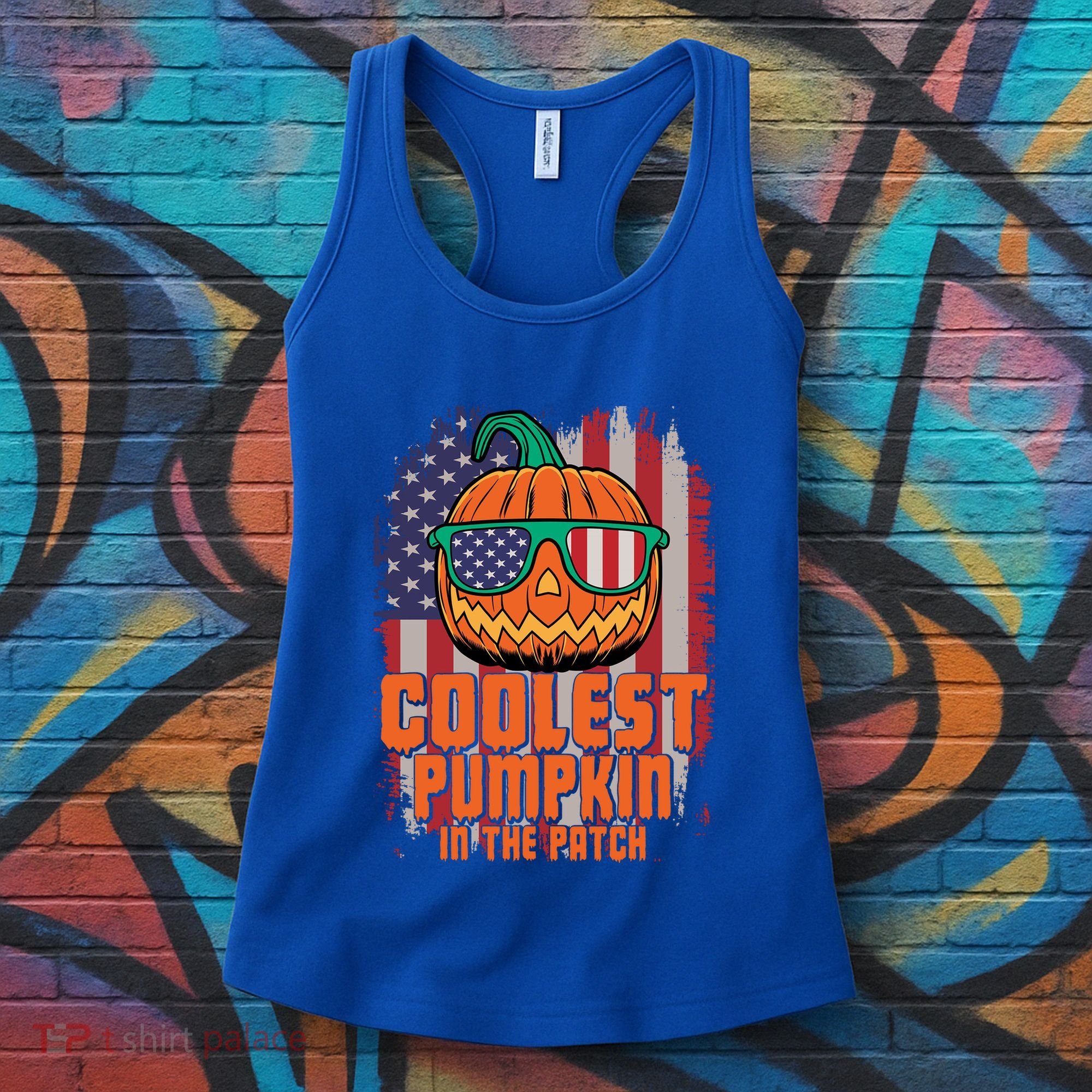 Halloween Costume Coolest Pumpkin In The Patch American Flag Gift Women's Tank Top