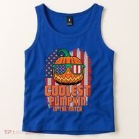 Halloween Costume Coolest Pumpkin In The Patch American Flag Gift Tank Top thumb 2