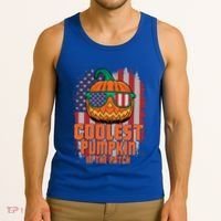 Halloween Costume Coolest Pumpkin In The Patch American Flag Gift Tank Top thumb 3