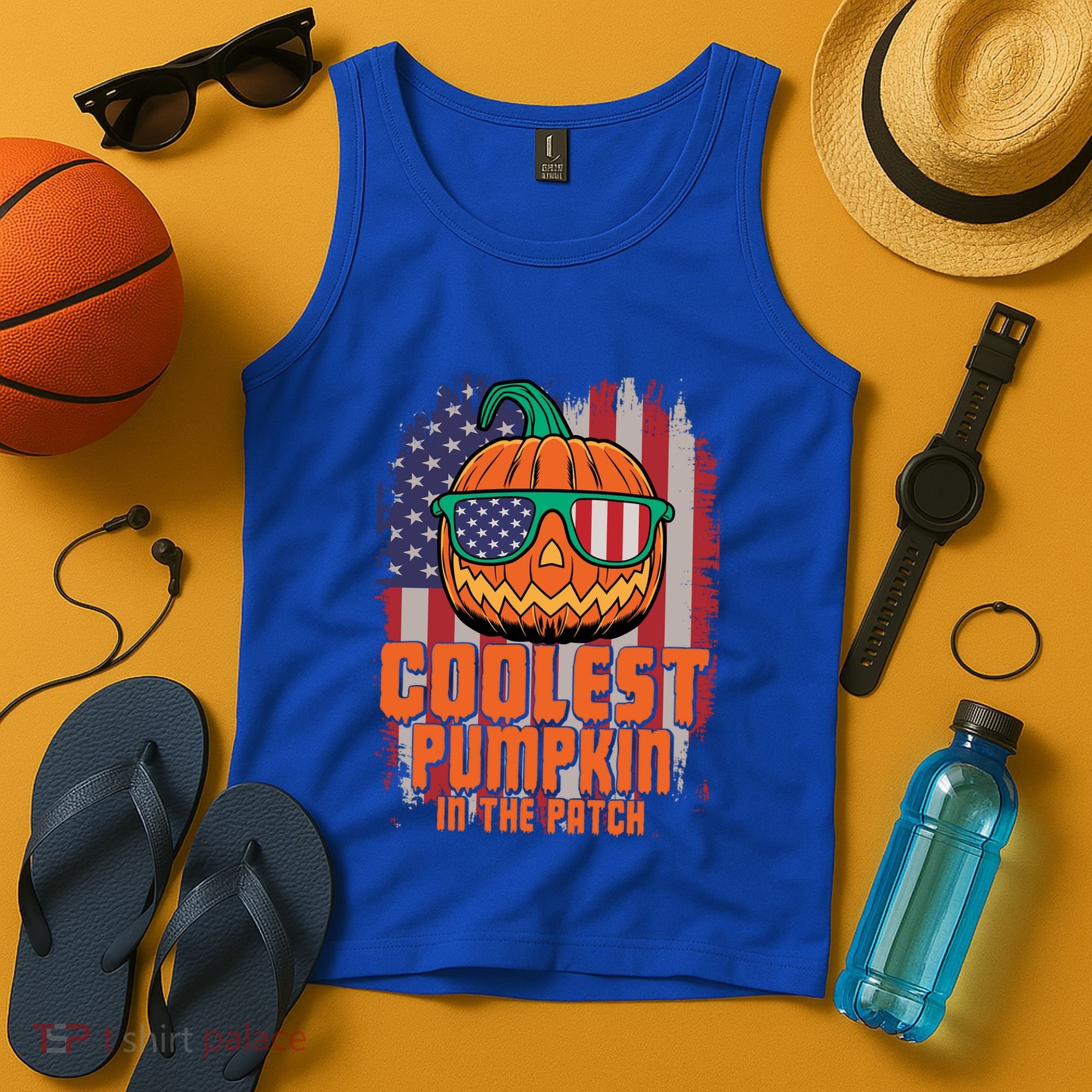 Halloween Costume Coolest Pumpkin In The Patch American Flag Gift Tank Top