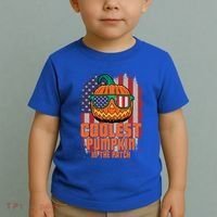 Halloween Costume Coolest Pumpkin In The Patch American Flag Gift Toddler T-Shirt thumb 2