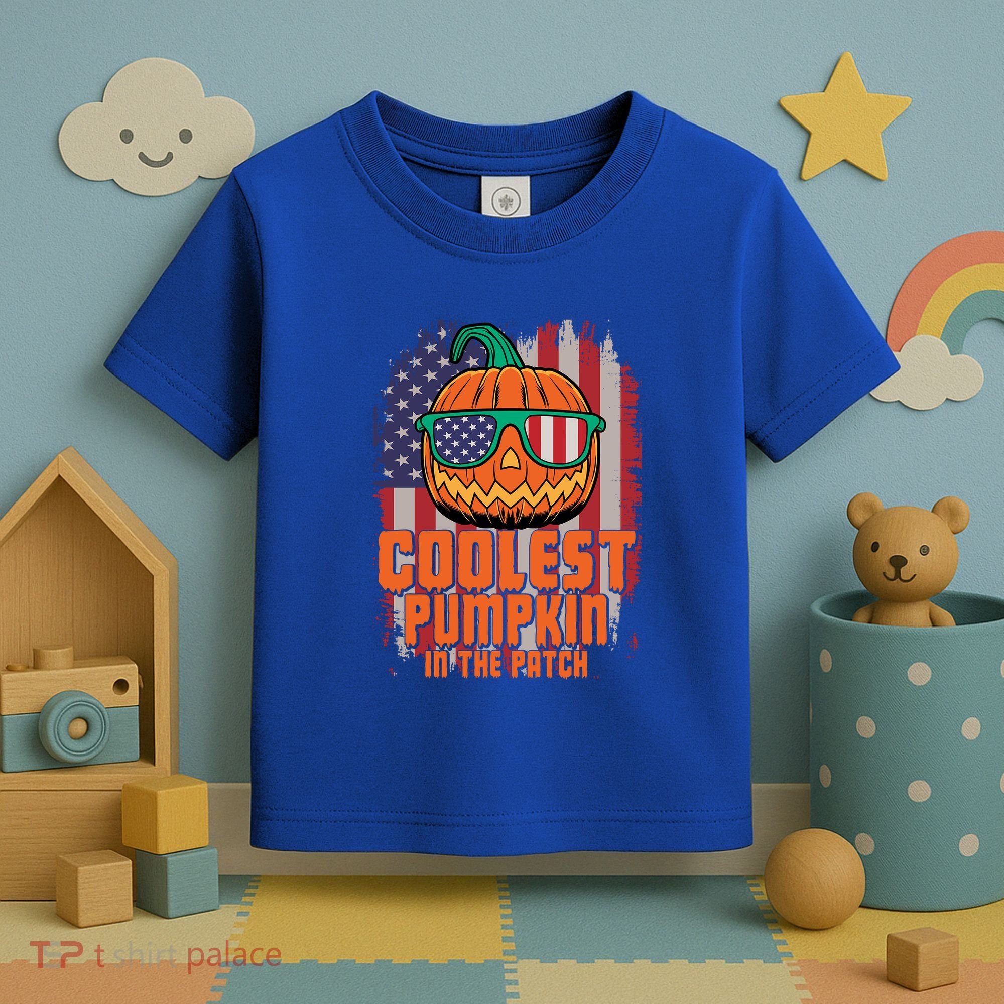 Halloween Costume Coolest Pumpkin In The Patch American Flag Gift Toddler T-Shirt