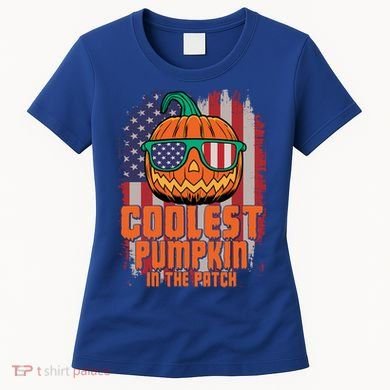 Halloween Costume Coolest Pumpkin In The Patch American Flag Gift Women's T-Shirt