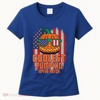 Halloween Costume Coolest Pumpkin In The Patch American Flag Gift Women's T-Shirt thumb 0