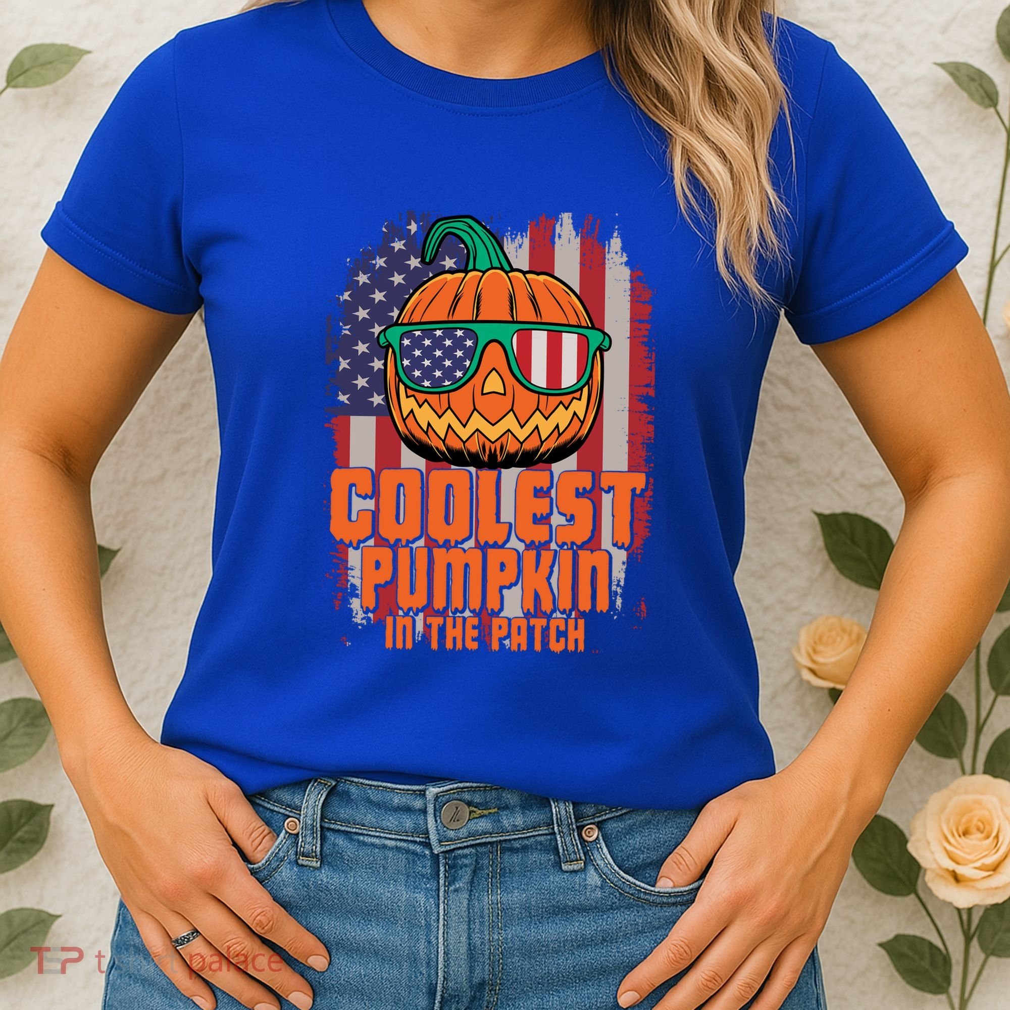Halloween Costume Coolest Pumpkin In The Patch American Flag Gift Women's T-Shirt